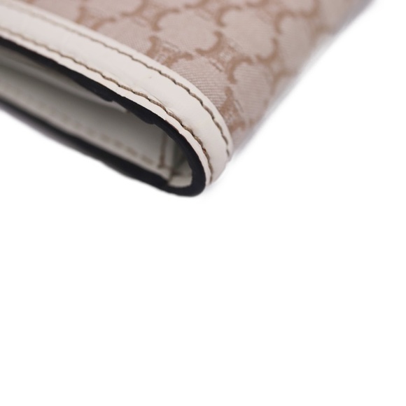 Celine Macadam Pattern Leather Canvas Bifold Wallet Beige White - Picture 7 of 8
